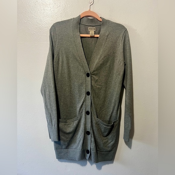 Duluth Trading V-Neck Grey Button-Down Cardigan - Small - Picture 4 of 9